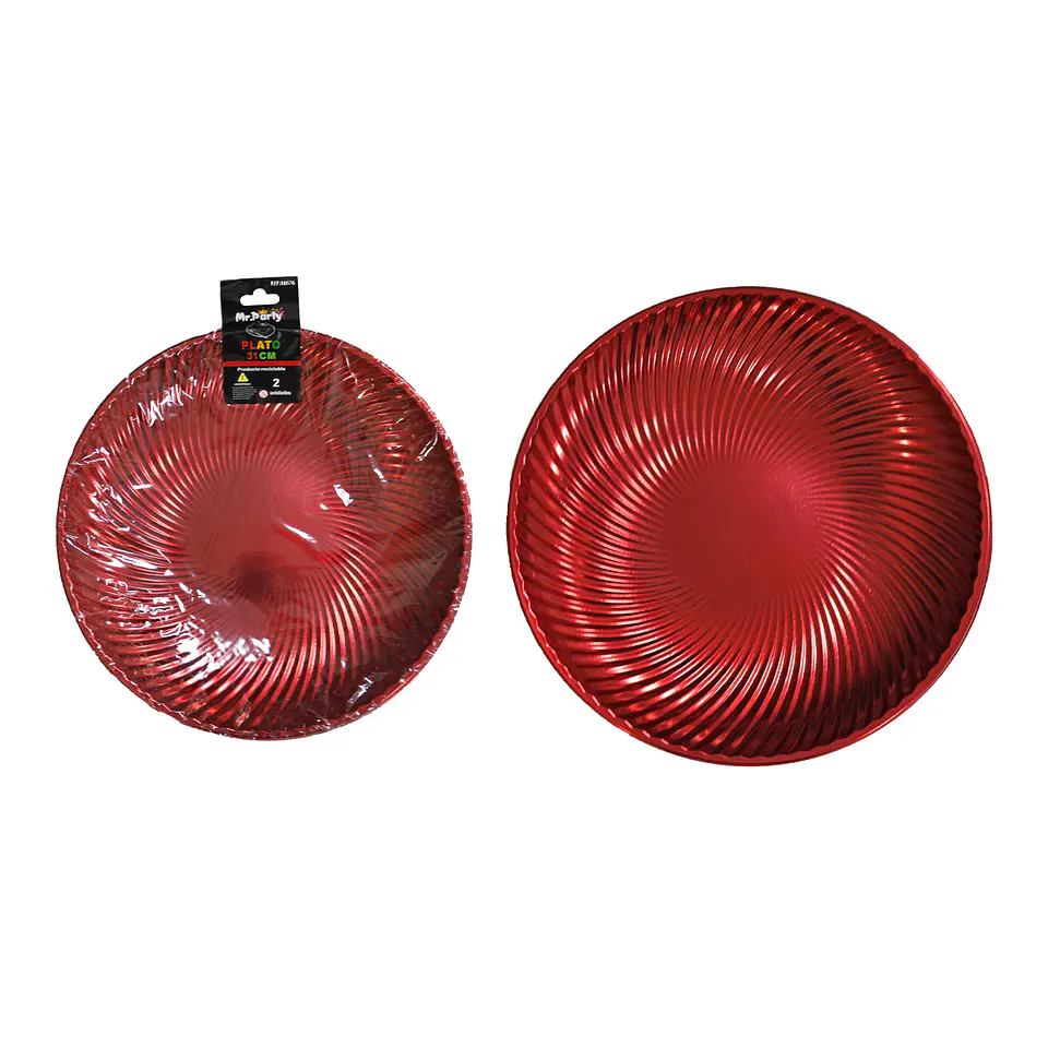 Plato plástico redondo rojo 31cm 2pcs 1