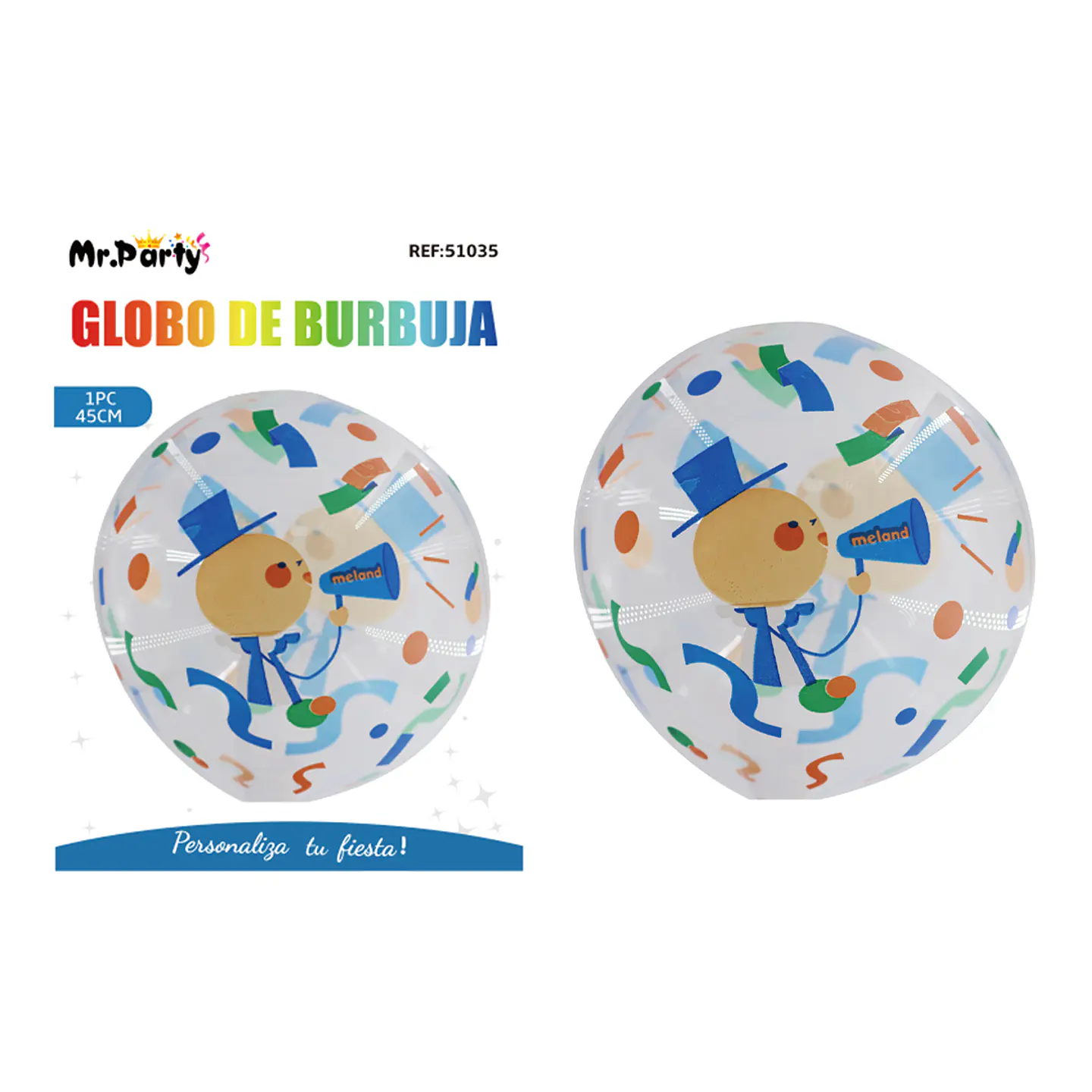 Globo burbuja de hombrecillo de papel rasgado 20cm 1