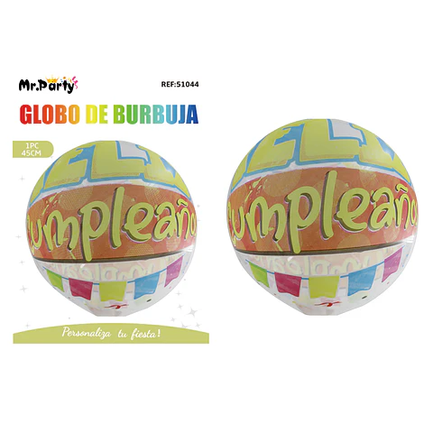 Globo burbuja de Feliz Cumpleaños 20cm
