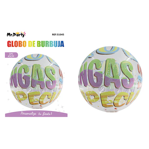 Globo burbuja de Feliz Cumpleaños 20cm
