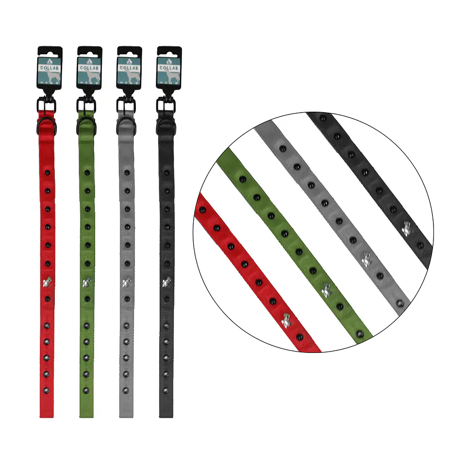 Collar para perro con tachuelas en tela de buceo 3.2*60cm Color Aleatorio 1