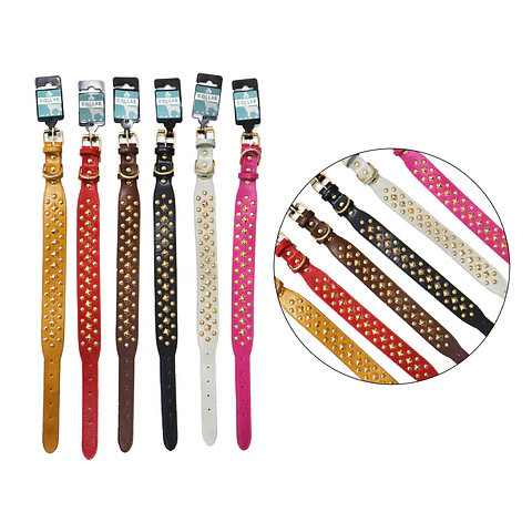 Collar PU con tachuelas 2*3*45cm 12pcs Color Aleatorio 