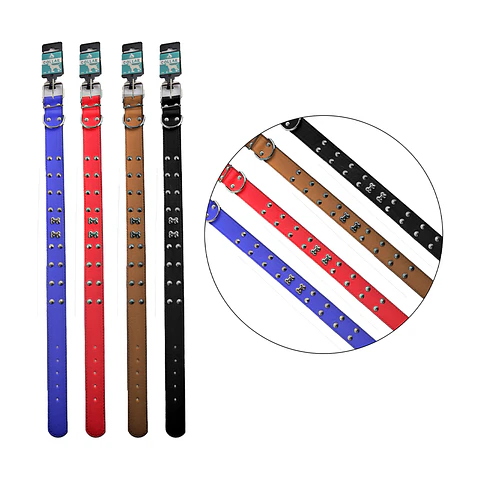 Collar PU con tachuelas 3.0*52cm 12pcs Color Aleatorio 