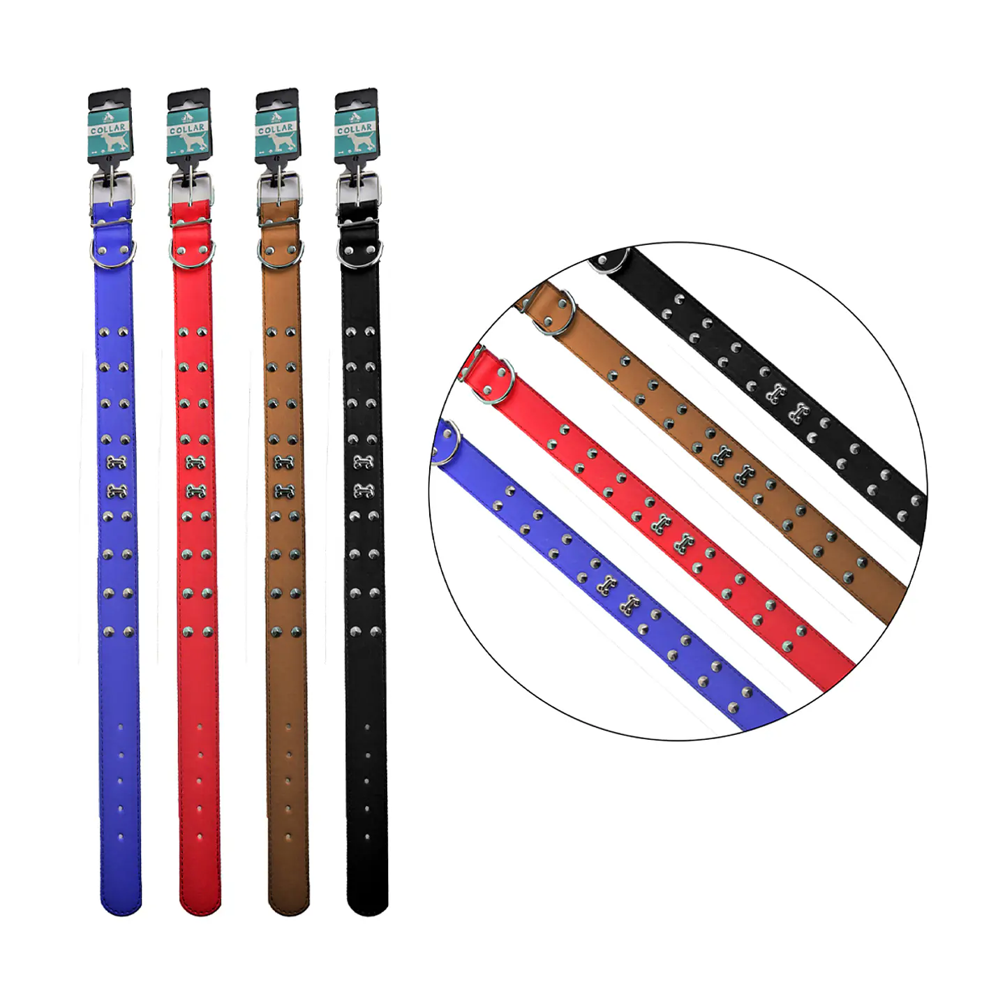Collar PU con tachuelas 3.0*52cm 12pcs Color Aleatorio  1