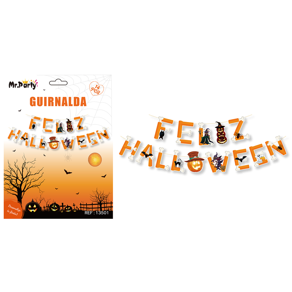 Guirnalda de letras irregulares para Halloween 14pcs