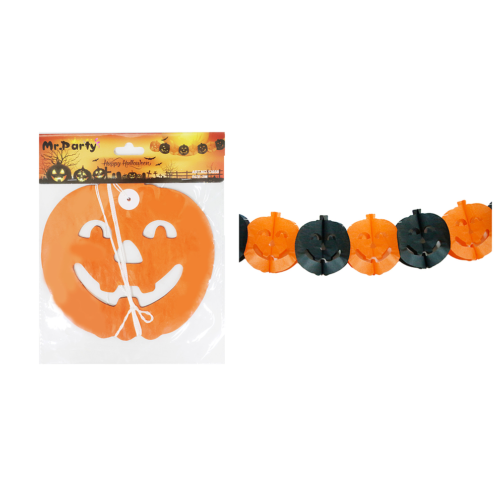 Guirnalda de calabaza naranja y negro 2M