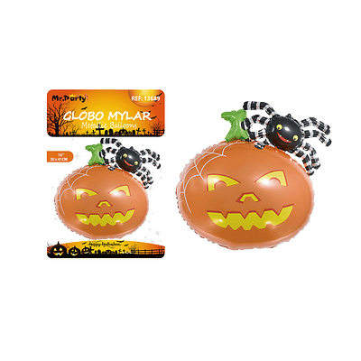 Globo mylar metálico araña y calabaza miniatura 30*41cm