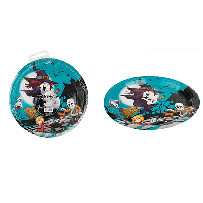 Platos de Halloween con bruja 6pcs 23cm