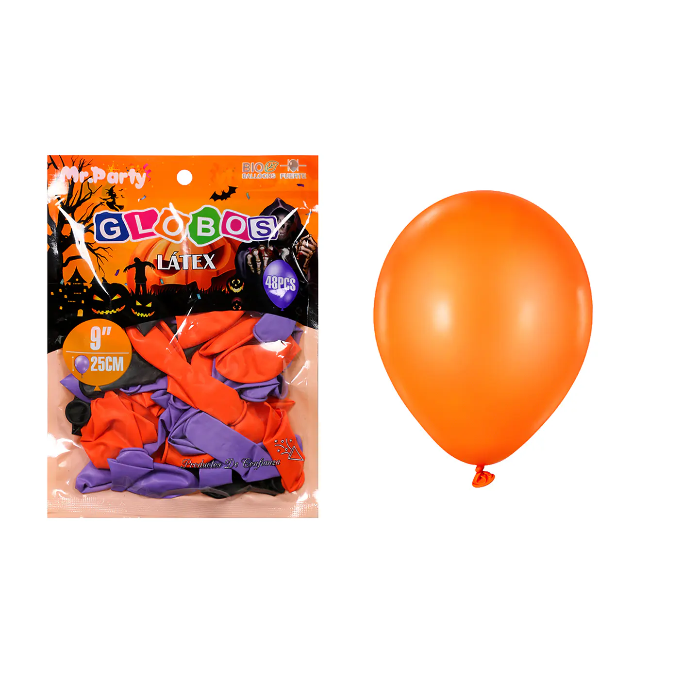 Globos de látex Halloween naranja, morado y negro 1.5g 10 pulgadas/25cm 48pcs 1
