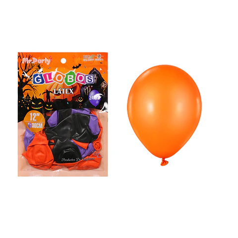 Globos de látex Halloween naranja, morado y negro 2.8g 12 pulgadas/30cm 24pcs