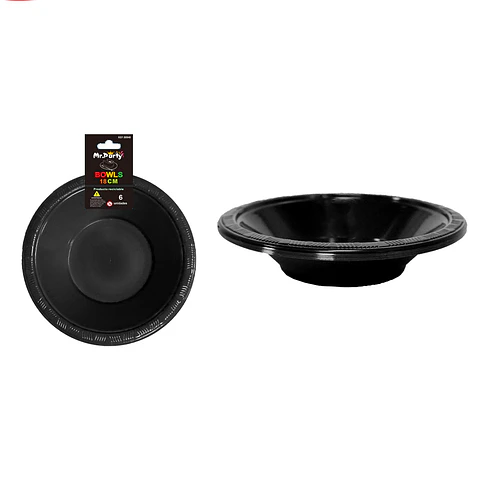 Bowl plástico negro 7 pulgadas 8g 6pcs
