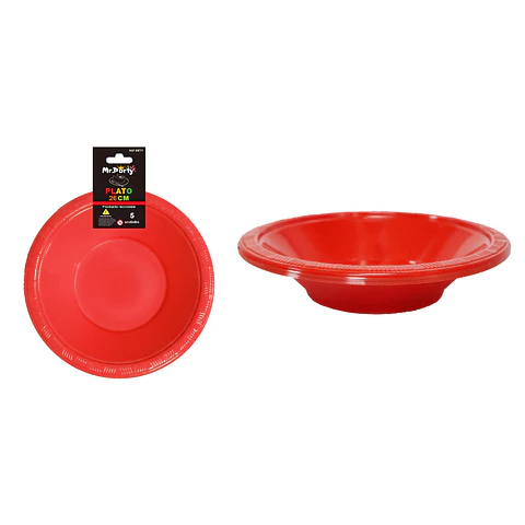Bowl plástico rojo 7 pulgadas 8g 6pcs