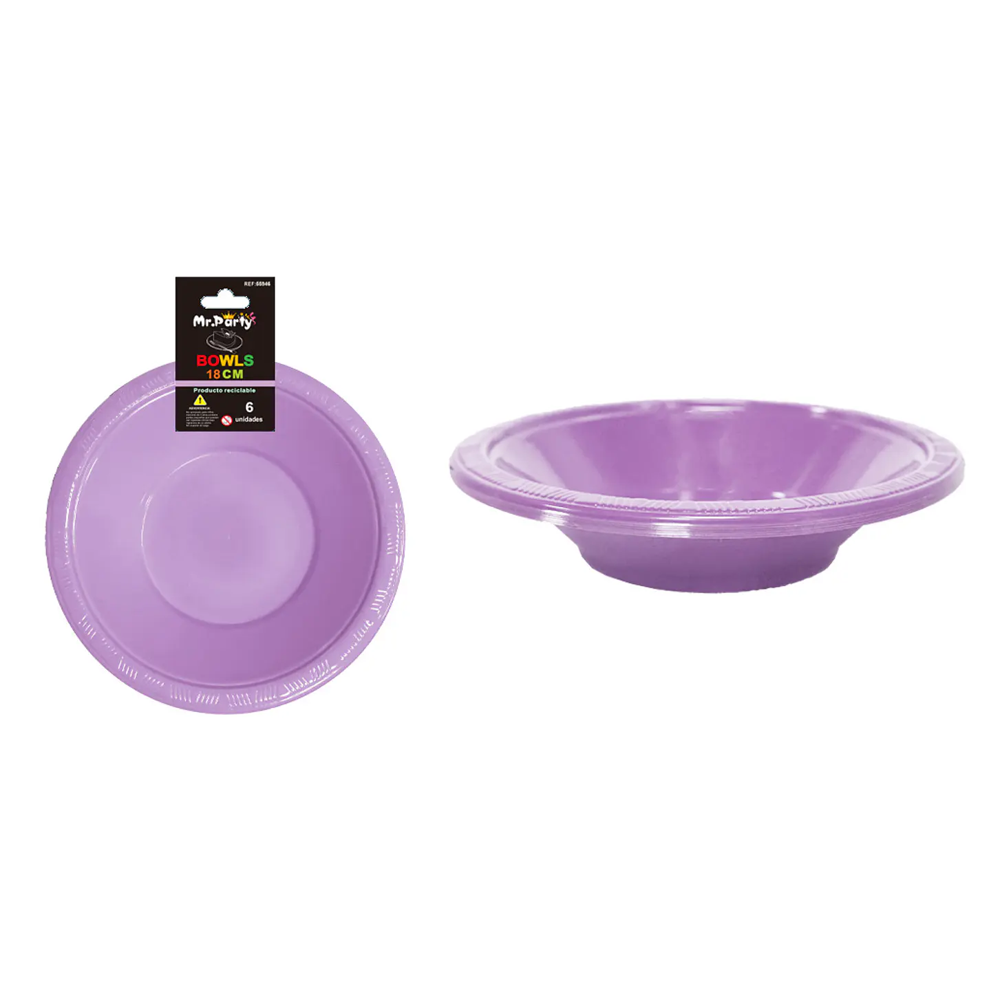 Bowl plástico lila 7 pulgadas 8g 6pcs 1