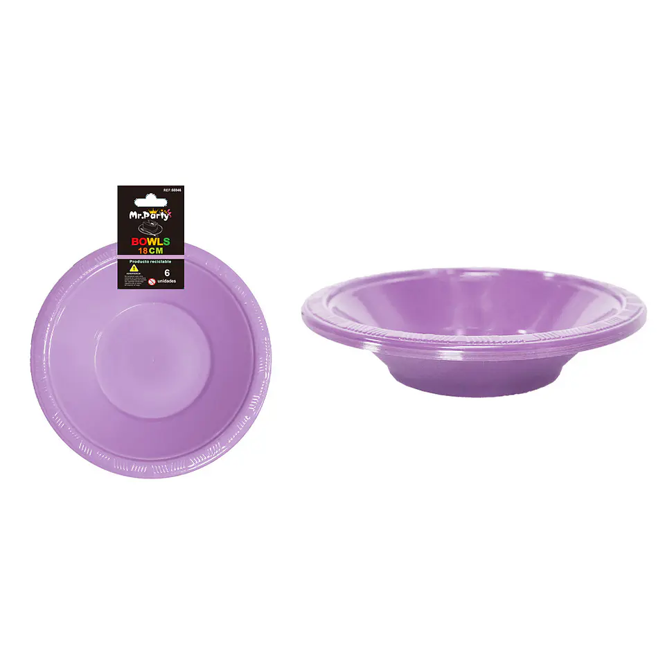 Bowl plástico lila 7 pulgadas 8g 6pcs 1