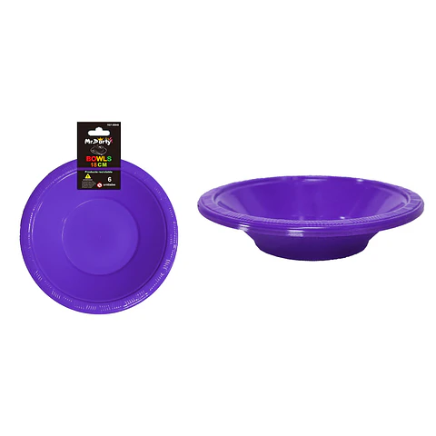 Bowl plástico púrpura oscuro 7 pulgadas 8g 6pcs