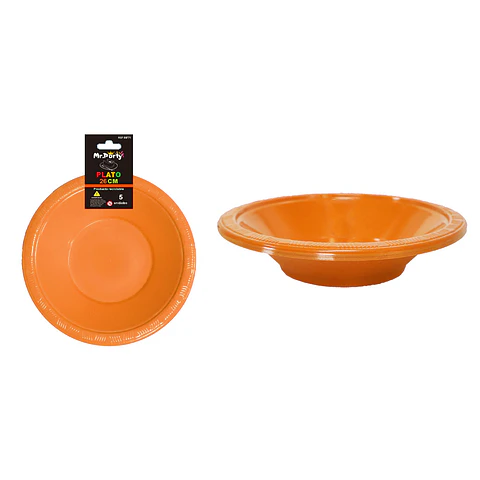 Bowl plástico naranja 7 pulgadas 8g 6pcs