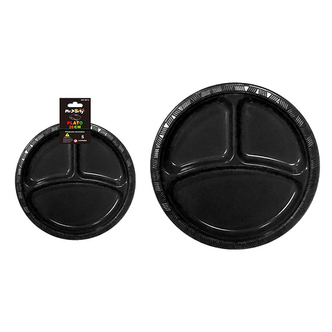 Plato plástica negro con division 26cm 19g 5pcs