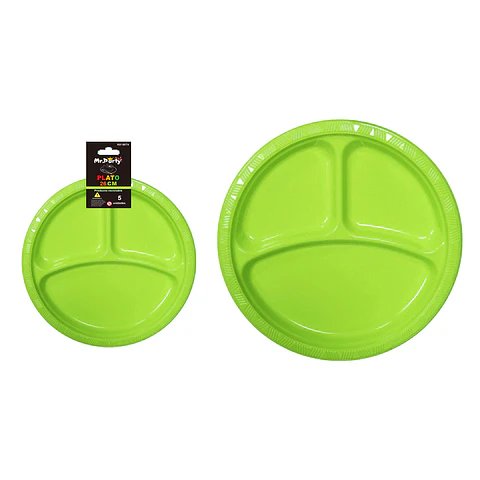 Plato plástica verde con division 26cm 19g 5pcs