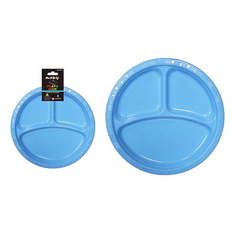 Plato plástica azul con division 26cm 19g 5pcs