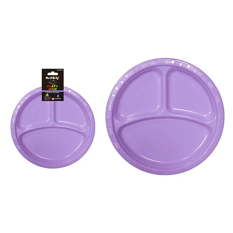 Plato plástica lila con division 26cm 19g 5pcs