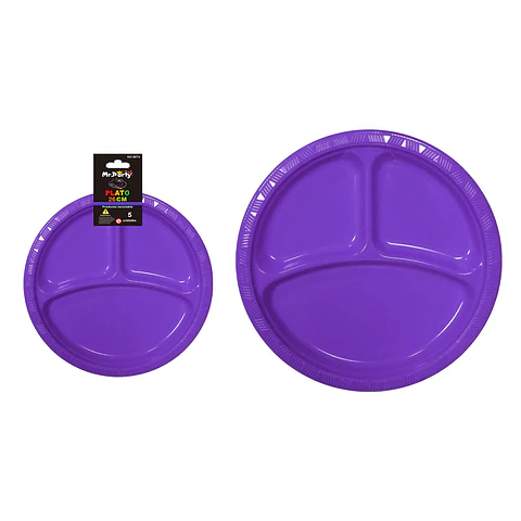 Plato plástica morado con division 26cm 19g 5pcs