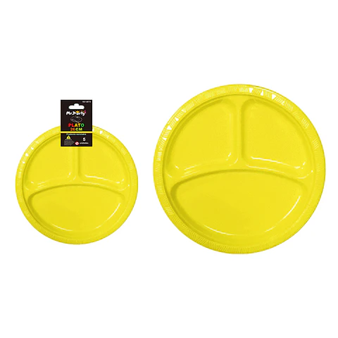 Plato plástica amarillo con division 26cm 19g 5pcs