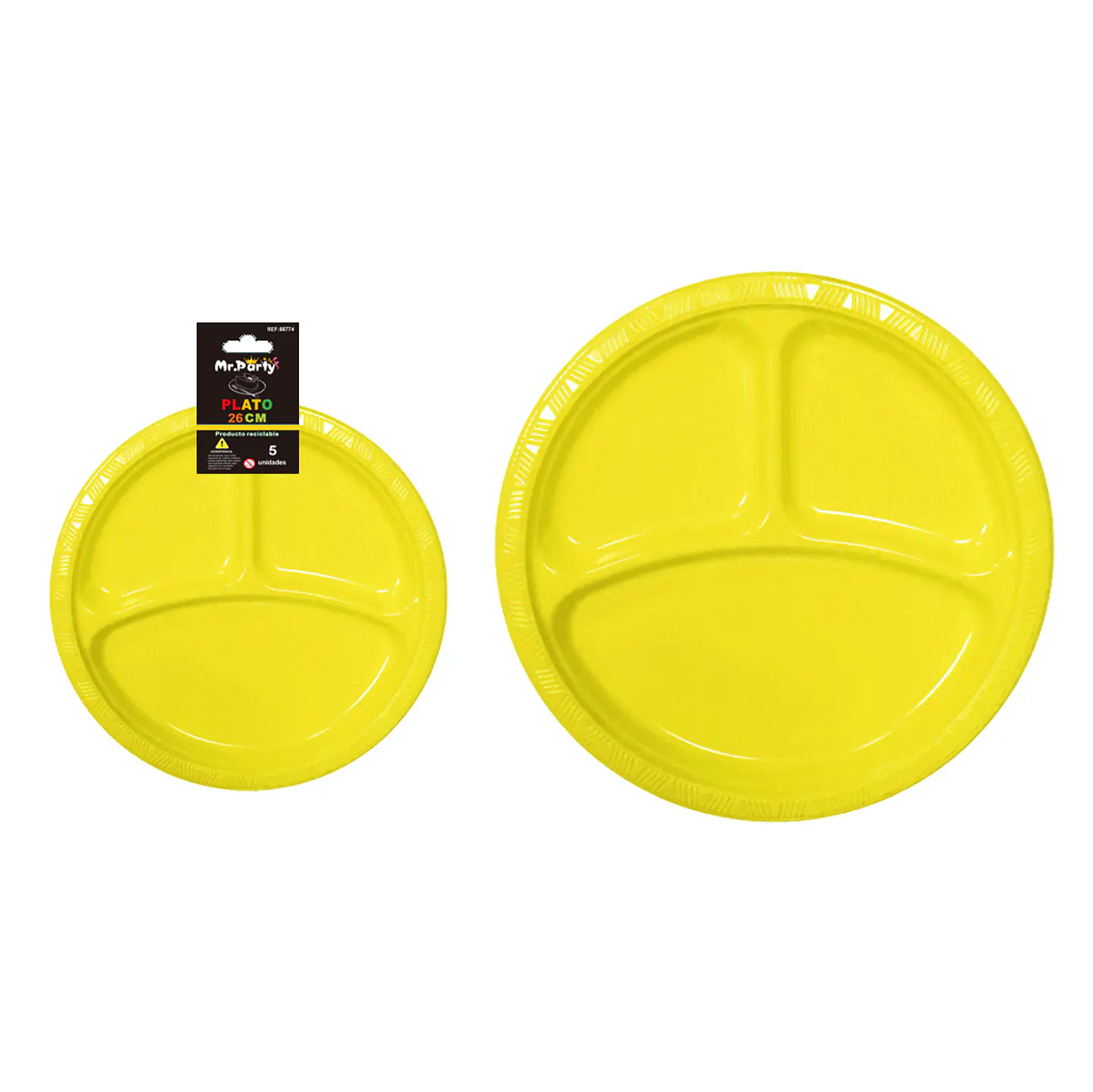 Plato plástica amarillo con division 26cm 19g 5pcs 1