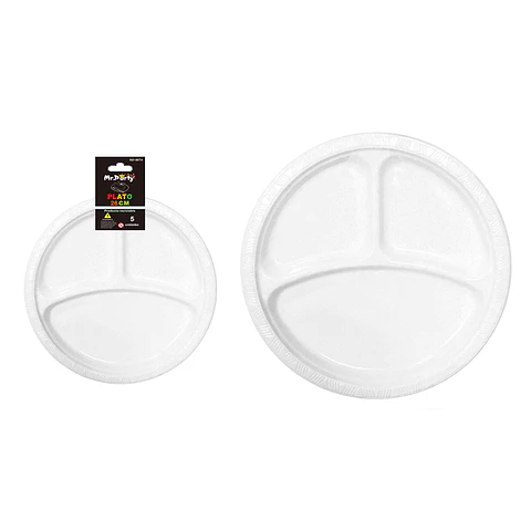 Plato plástica blanco con division 26cm 19g 5pcs