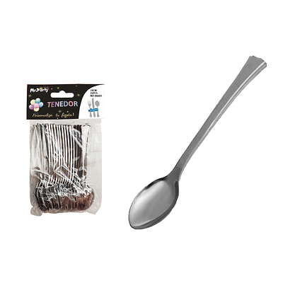 Cucharas desechables pequeños plateado 10cm 25pcs