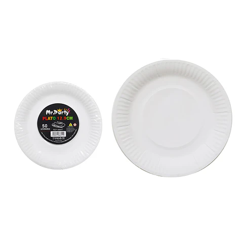 Plato de papel blanco 12.9cm 50pcs