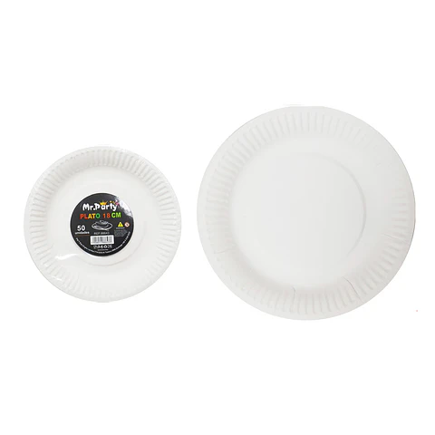 Plato de papel blanco 18cm 50pcs