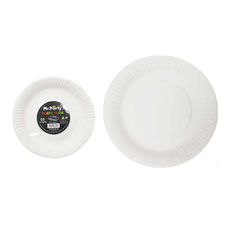 Plato de papel blanco 18cm 50pcs 1