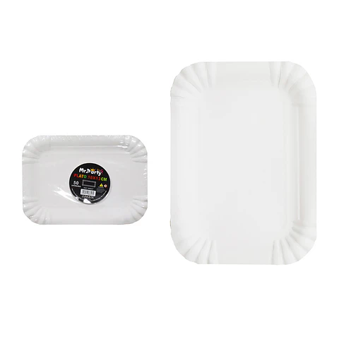 Plato rectangular de papel blanco 50pcs 18×13cm