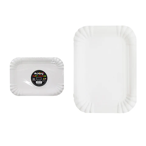 Plato rectangular de papel blanco 50pcs 20×13cm
