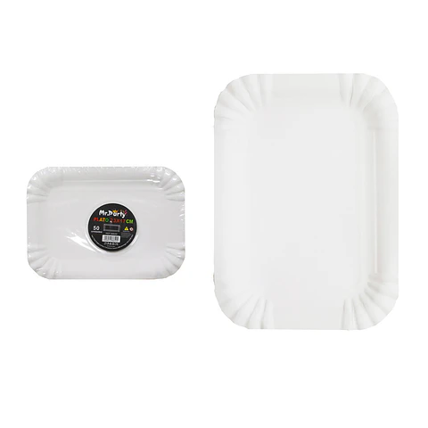 Plato rectangular de papel blanco 50pcs 23×17cm