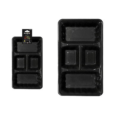 Bandeja rectangular de plástico con division negra 2pcs 35*18cm 35*18cm