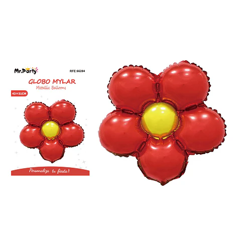 Globo metálico flor rojo 45cm