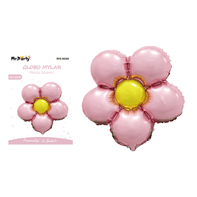 Globo metálico flor rosa 45cm