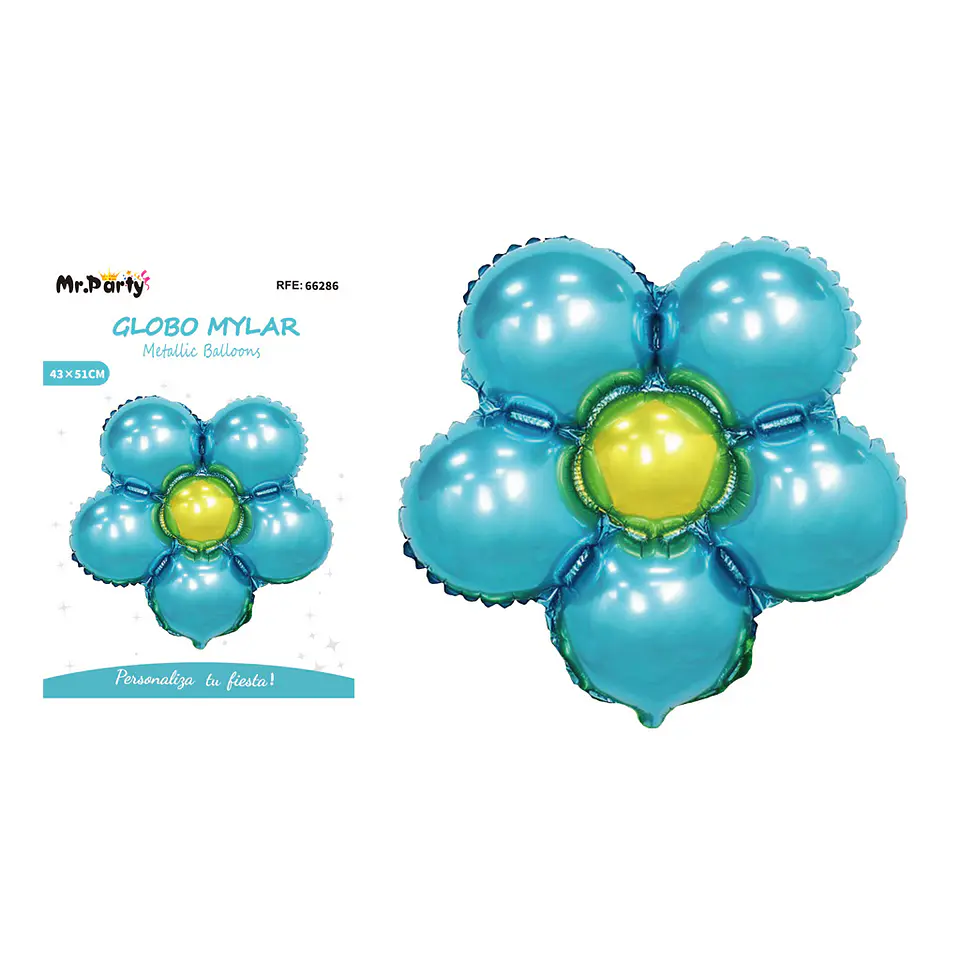 Globo metálico flor azul 45cm 1