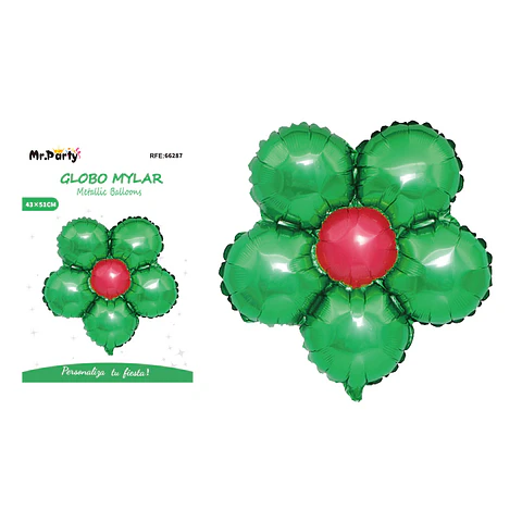 Globo metálico flor verde 45cm