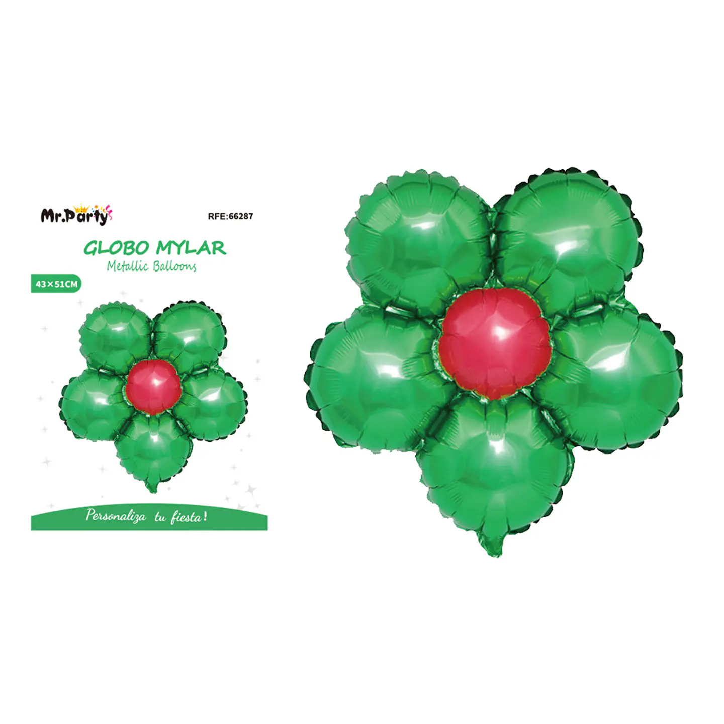 Globo metálico flor verde 45cm 1