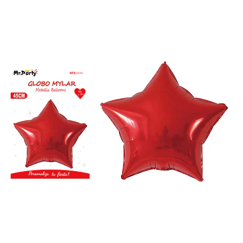 Globo metálico estrella rojo 45cm