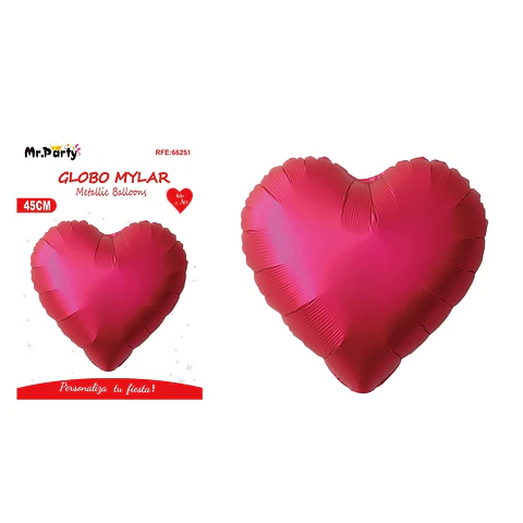 Globo metálico corazón rojo 45cm