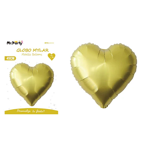 Globo metálico corazón dorado 45cm
