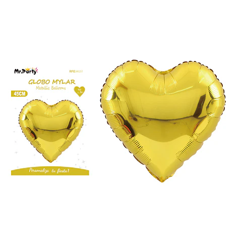Globo metálico corazón dorado 45cm
