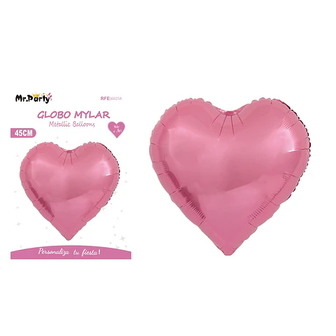Globo metálico corazón rosa 45cm