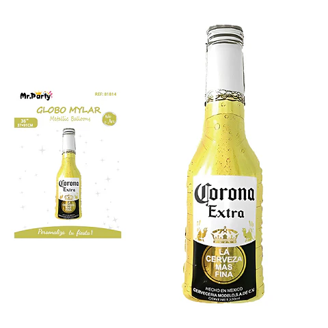 Globo metálico botella de corona 37*91cm