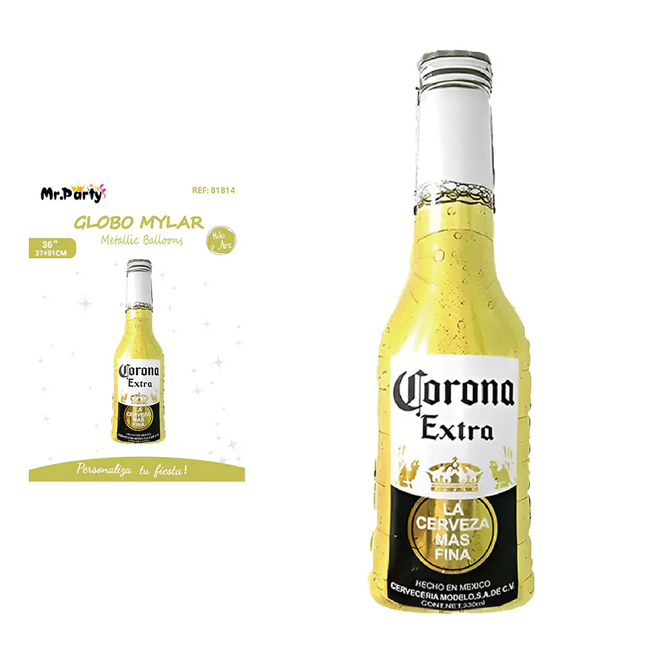 Globo metálico botella de corona 37*91cm 1