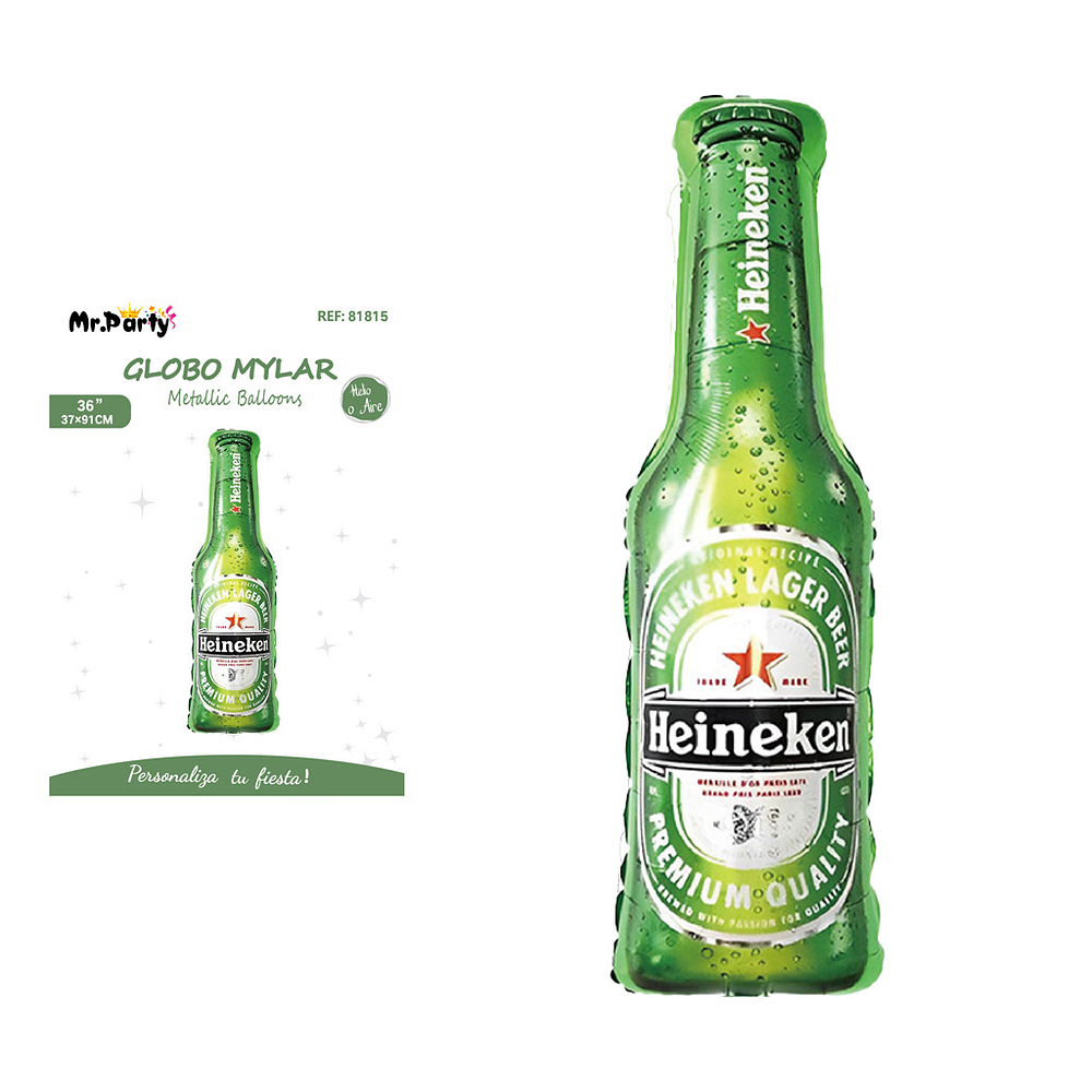 Globo metálico botella de heineken 37*91cm