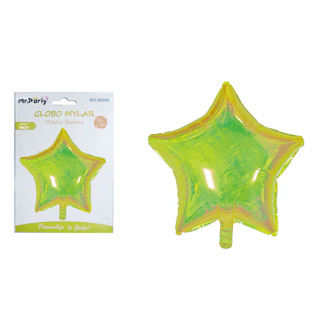 Globo metálico de estrella amarillo fluorescente 48cm